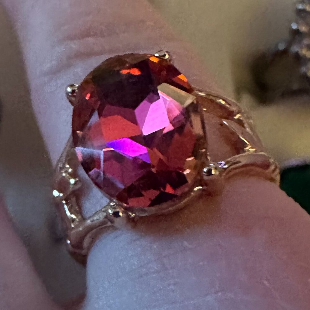 reddish orange cocktail ring sz 7.5